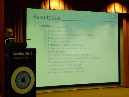 Ponencia en el Congreso de la Sociedad Española de Cirugía Ocular Implanto Refractiva SECOIR 2012